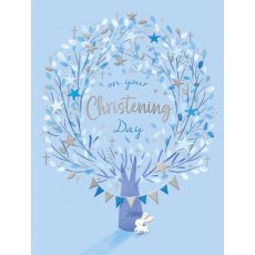 Blue Tree Christening Card