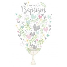 Font & Hearts Baptism Card