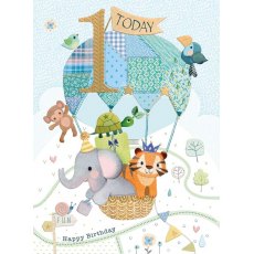 Animals Hot Air Balloon 1 Today Birthday Card