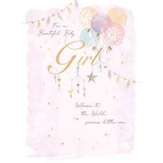 Balloons Baby Girl Card