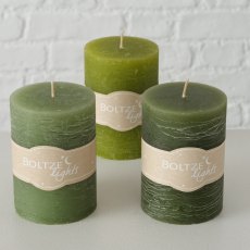 Boltze Pillar Candle Green Assorted