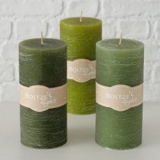 Boltze Pillar Candle Green Assorted