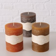 Boltze Pillar Candle Brown Assorted