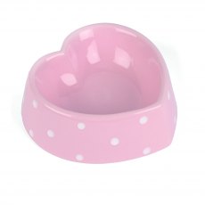 Polka Heart Cat Bowl