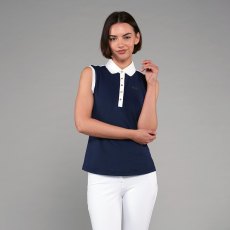 Toggi Haymarket Sleeveless Polo Shirt Navy/White