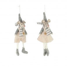 Ascalon Hanging Mouse Grey/Beige 17cm Assorted