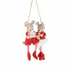 Ascalon Hanging Mice On Swing Red/White 15cm