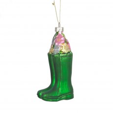 Ascalon Glass Wellington Boot Bauble Green