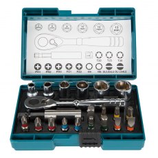 Makita Screw Bit & Ratchet Set 1/4" 21 Piece Makita Screw Bit & Ratchet Set 1/4" 21 Piece