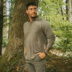 Fortis Bamboo Long Sleeved Polo Shirt Olive Fortis Bamboo Long Sleeved Polo Shirt Olive