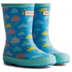 Hunter Kid's Rain Cloud Wellington Blue Rainclouds Hunter Kid's Rain Cloud Wellington Blue Rainclouds