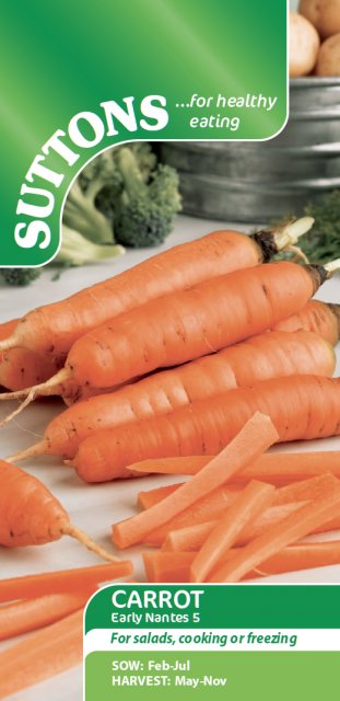 SUTTONS Carrot Early Nantes 5 Seeds