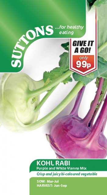 SUTTONS Kohl Rabi Purple & White Vienna Seeds