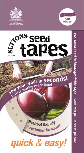 SUTTONS Suttons Seed Tape Beetroot Boltardy Seeds