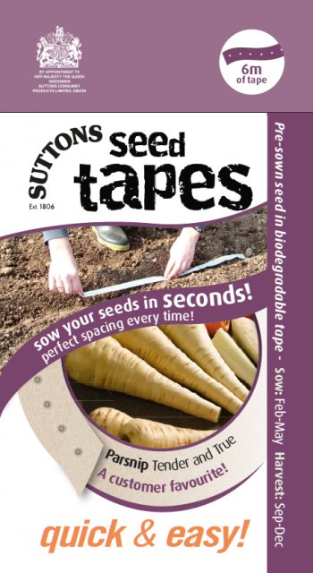 SUTTONS Suttons Seed Tape Parsnip Tender & True 6m Seeds