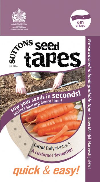 SUTTONS Carrot Early Nantes Seed Tape