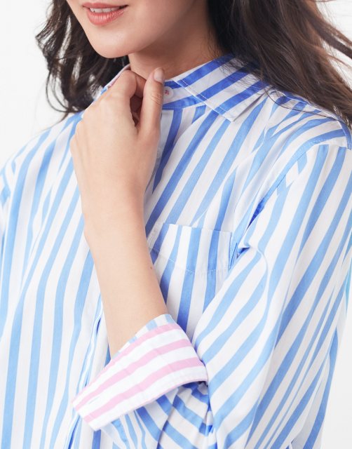 Joules Amilla Dropped Shoulder Shirt Blue Stripe