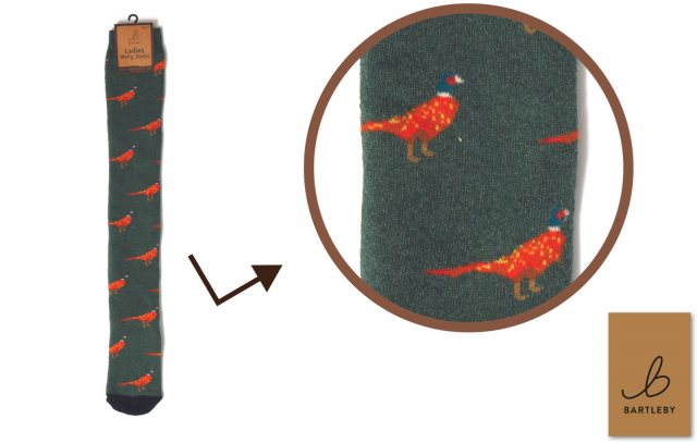 Bartleby Bartleby Ladies Welly Socks Size 4-7 Pheasant Print