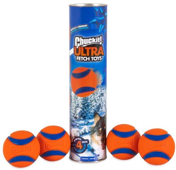 PETMATE Chuckit Holiday Ultra Ball Cannister 4 Pack