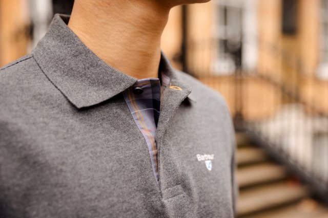 Barbour grey polo shirt deals