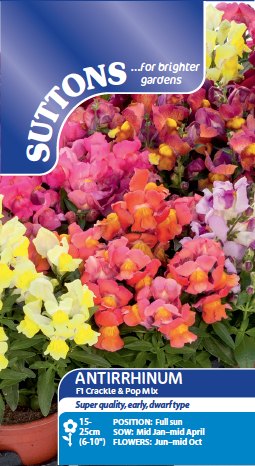 SUTTONS Suttons Antirrhinum Crackle & Pop F1 Mix Seeds