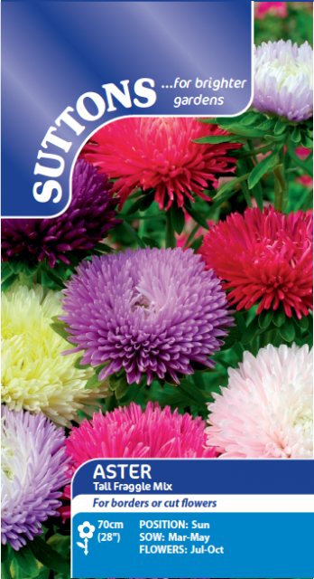 SUTTONS Suttons Aster Tall Fraggle Mix Seeds