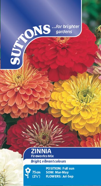 SUTTONS Suttons Zinnia Fireworks Mix Seeds