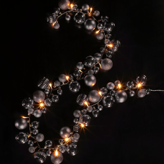 Noma Bauble Cluster Garland Silver 2.2m