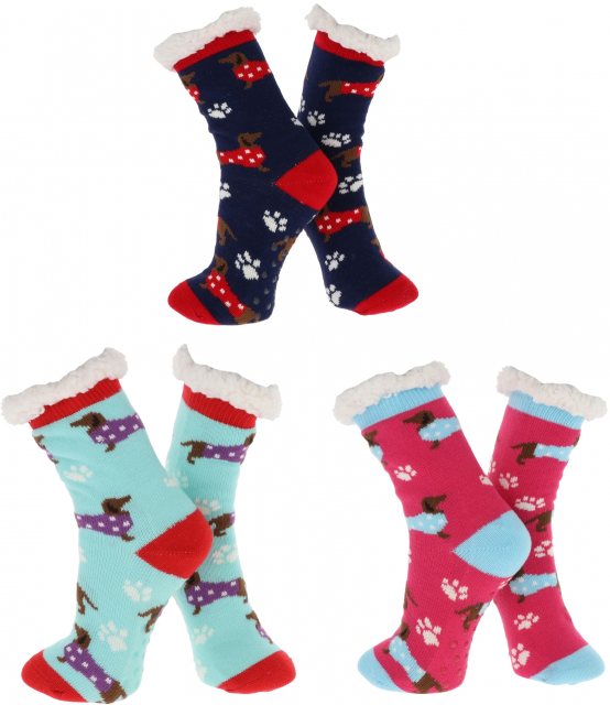 Nuzzles Nuzzles Fleece Sausage Dog Sock Assorted