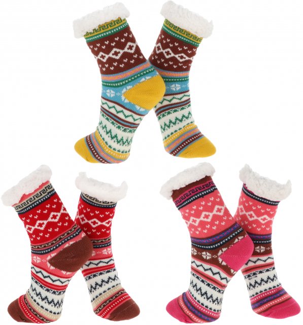 Nuzzles Fleece Nordic Stripe Sock Assorted