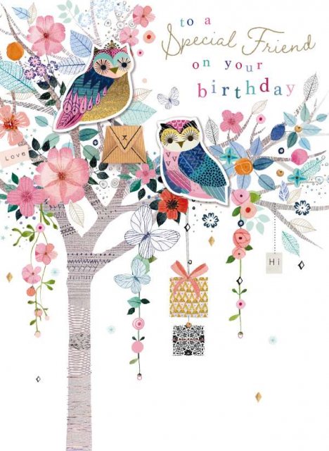 Decoupage Special Fiend Tree Birthday Card