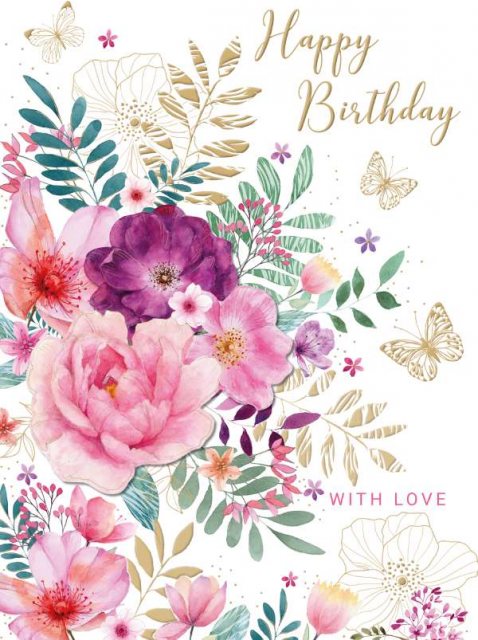 Decoupage Flowers With Love Birthday Card