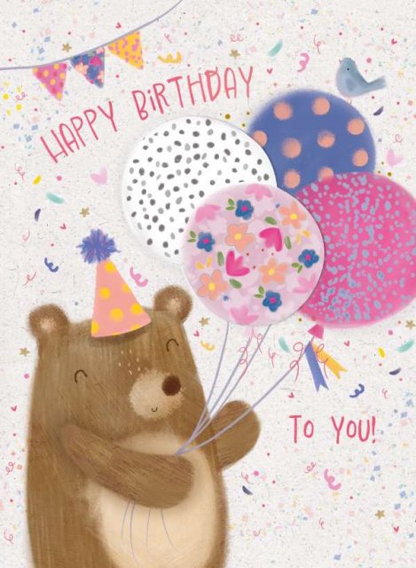 Decoupage Birthday Bear & Balloons Card