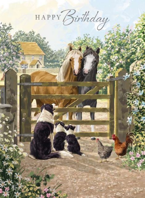 Decoupage Farm Animals Happy Birthday Card