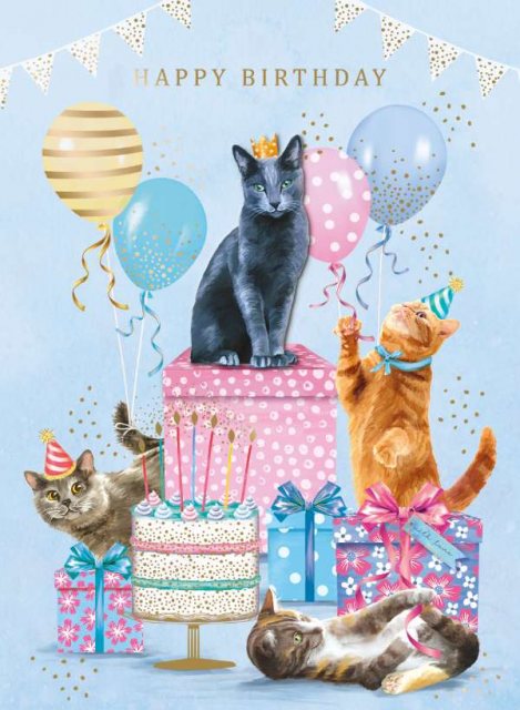 Decoupage Cats Birthday Card