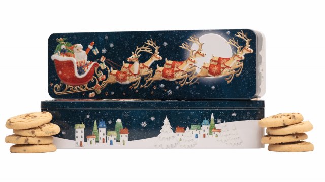 Christmas Chocolate Chip Biscuit Sleigh Tin 225g