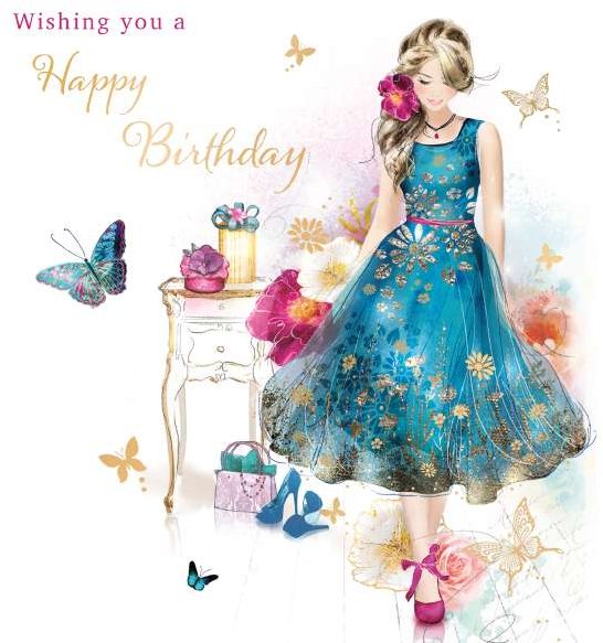 Beaux Chic Flowery Dress Birthday Card