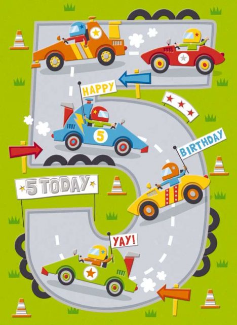 Vehicles 5 Today Birthday Card