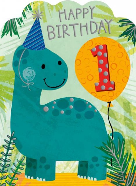 Age 1 Anipals Dinosaur Birthday Card