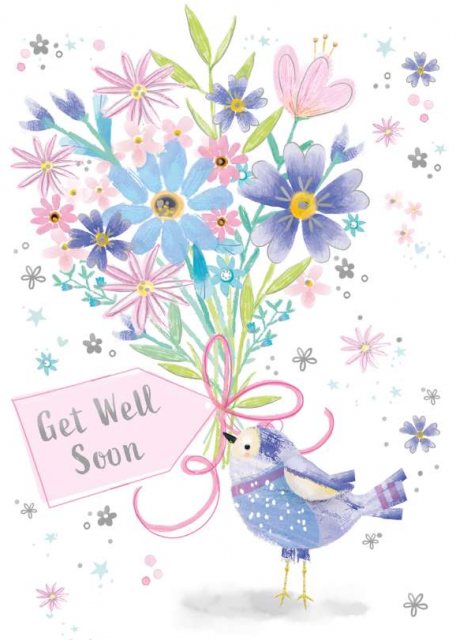 Bird & Flowers Get Well Soon Card