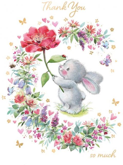 Bunny & Flower Thank You Card