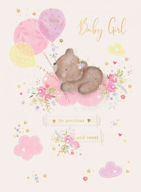 Baby Girl Pink Balloons Card