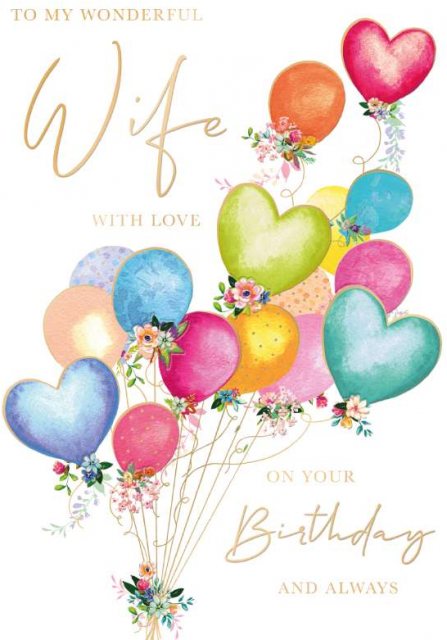 Wife Balloons Birthday Card