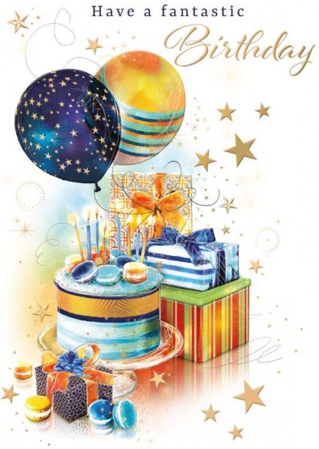 Birthday Cake, Presents & Balloons Card