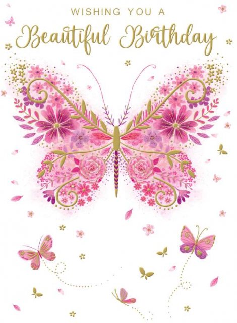 Floral Butterfly Beautiful Birthday Card