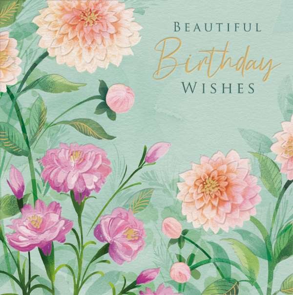 Sanja Carnation & Dahlia Birthday Card