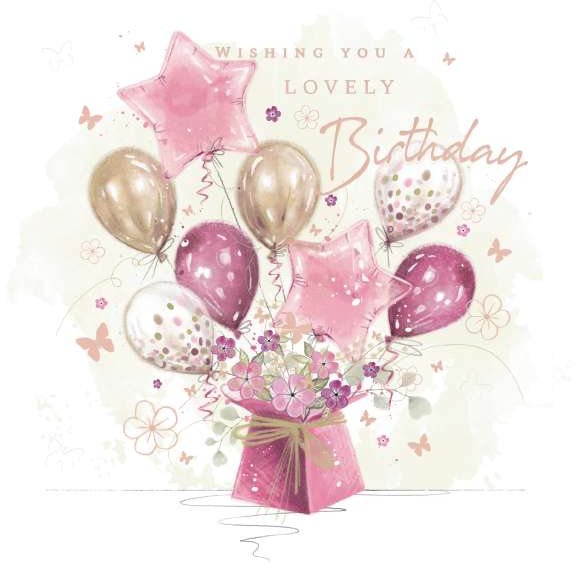 Blush Balloons Birthday Card