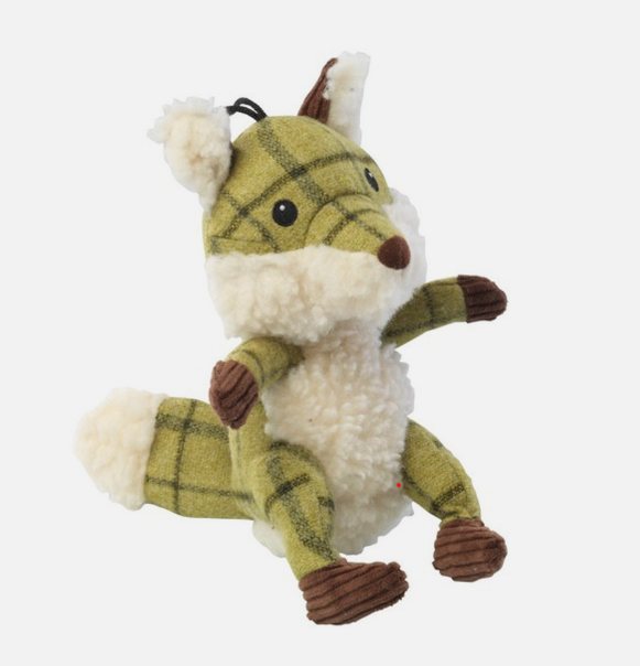 House of Paws Green Tweed Fox Dog Toy