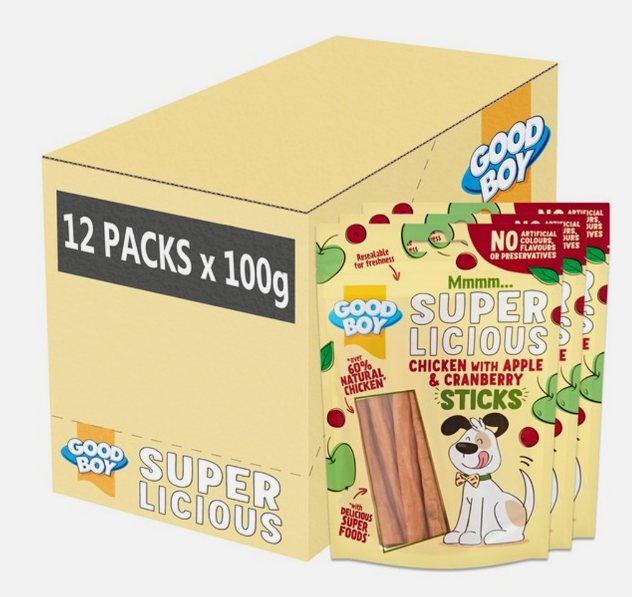 Goodboy Superlicious Chicken With Apple & Cranberry Sticks 100g