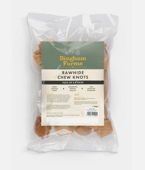 Bingham Farms 30cm Rawhide Chew Knots 5 Pk